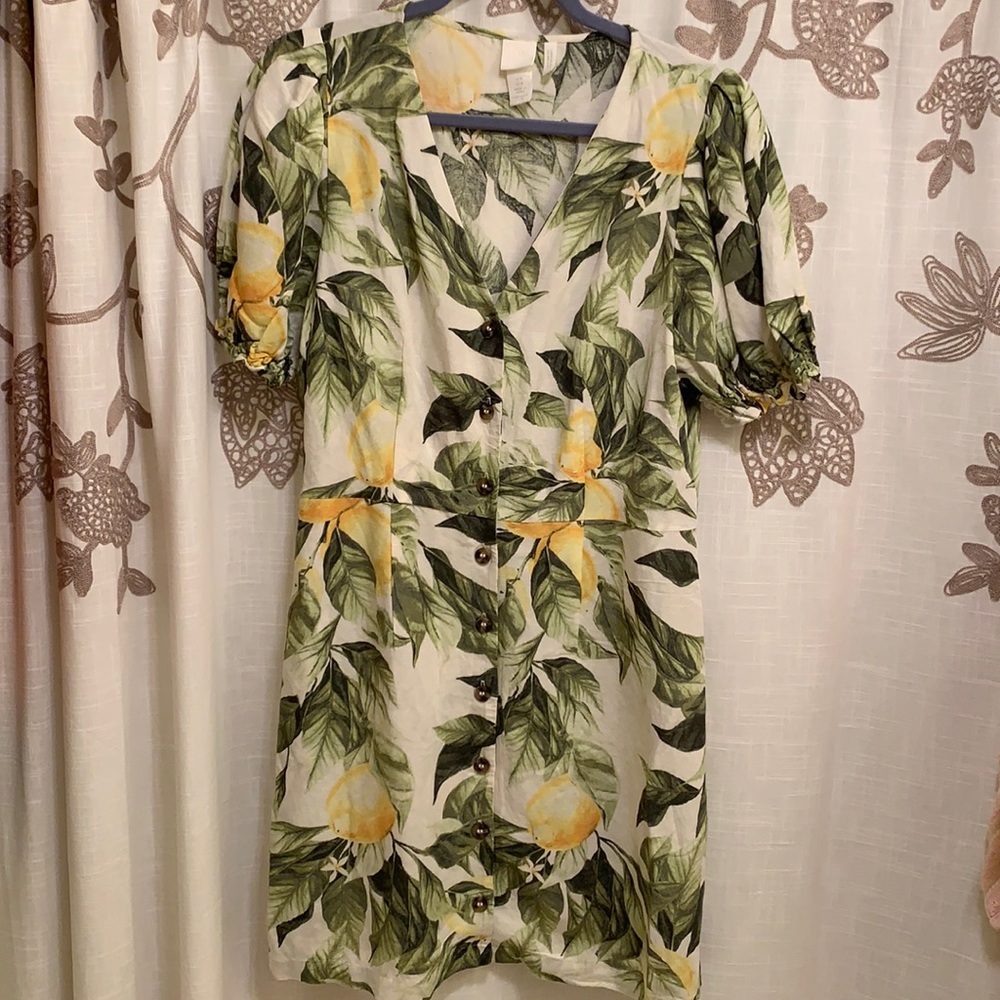 H&M lemon print mini dress